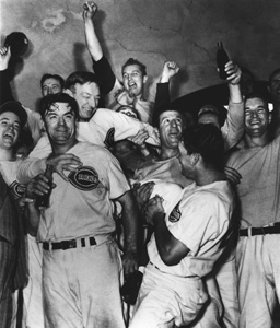 Cincinnati Reds rejoice after winning the 1940 World Series.